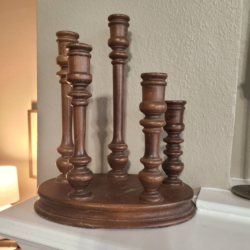 Vintage Wood Candelabra